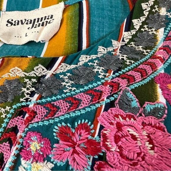 Savanna Jane Blouse Top Embroidered Pullover Size L - Picture 9 of 10